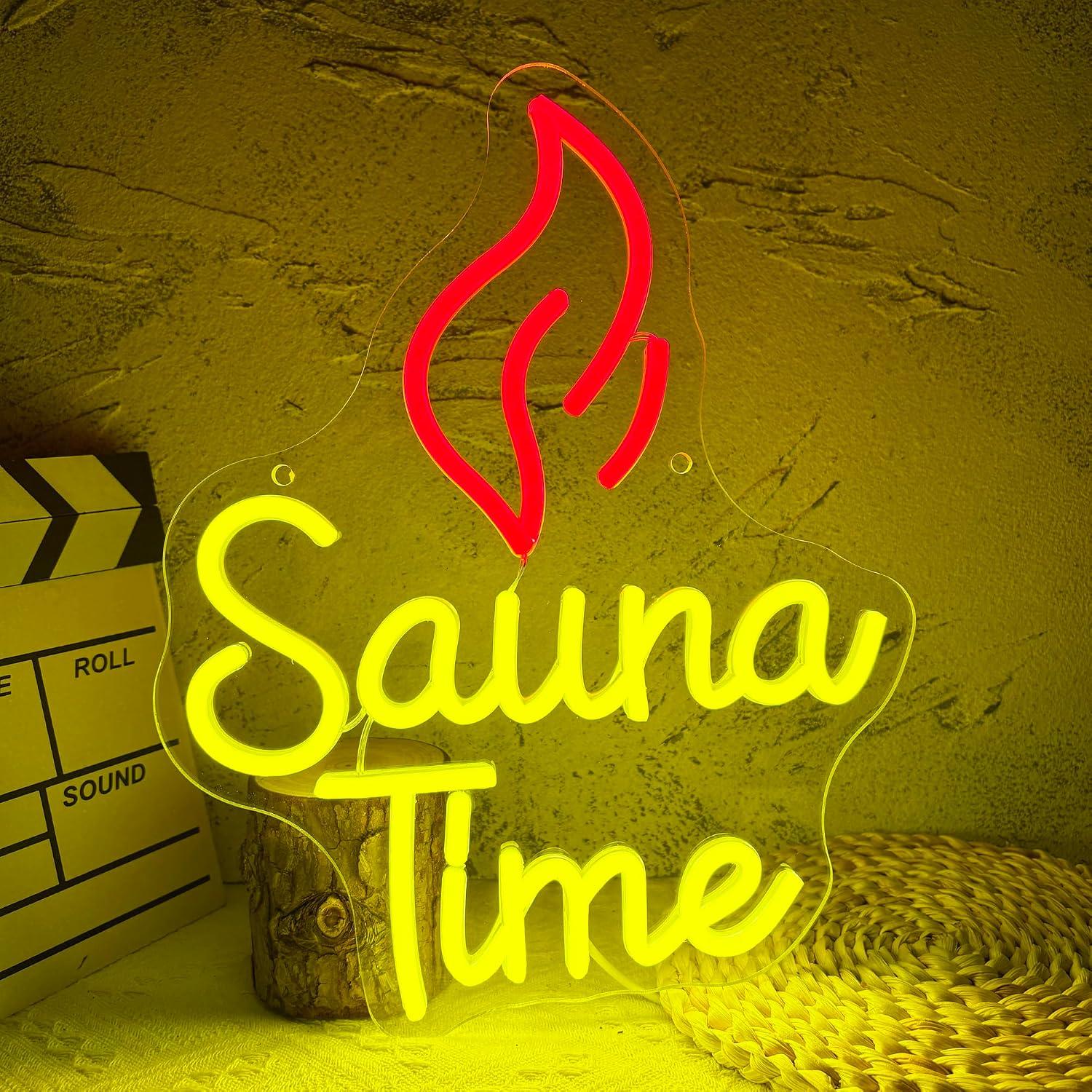 Sauna Home Gym - لافتة نيون لوقت الاسترخاء في الساونا،